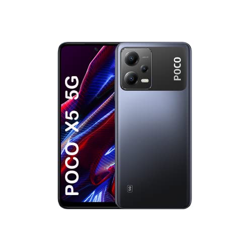 Xiaomi Poco X5 5G + 4G Volte Global débloqué 128 Go + 6 Go GSM 6,67" 48 mp Triple caméra (UNIQUEMENT Tmobile Mint Tello USA Market) + (Ensemble chargeur de voiture rapide 51 W) (Noir)