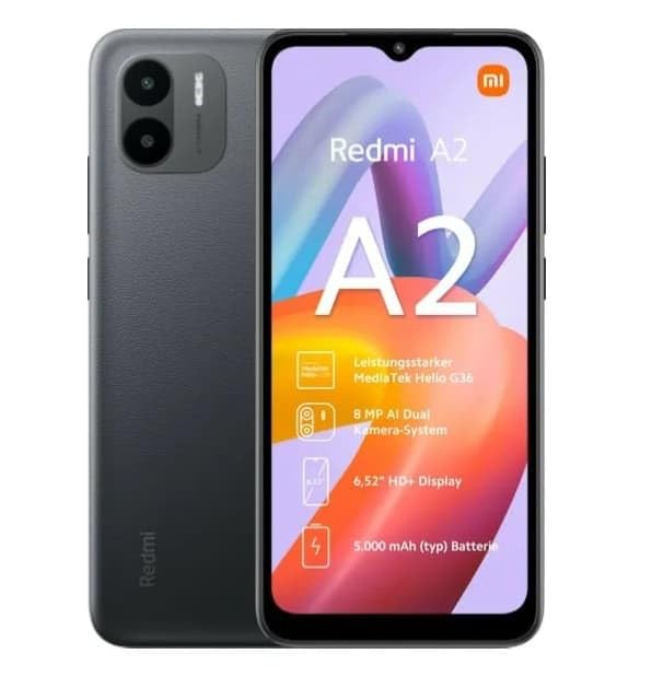 Xiaomi Redmi A2 4G 64GB + 2GB Global ROM Version (Tmobile Tello Global) Factory Unlocked 6.52" 8MP Dual Camera + Free Car Charger Dual USB (Black Global ROM)