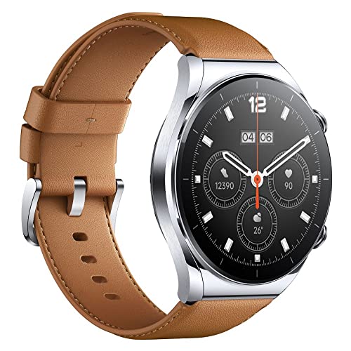 Xiaomi Watch S1, Sapphire Glass, Stainless Steel Case, 1.43" AMOLED Display, Dual-Band GPS, Leather Strap, Bluetooth Phone Call, 117 Fitness Modes, Wireless Charging, Silver
