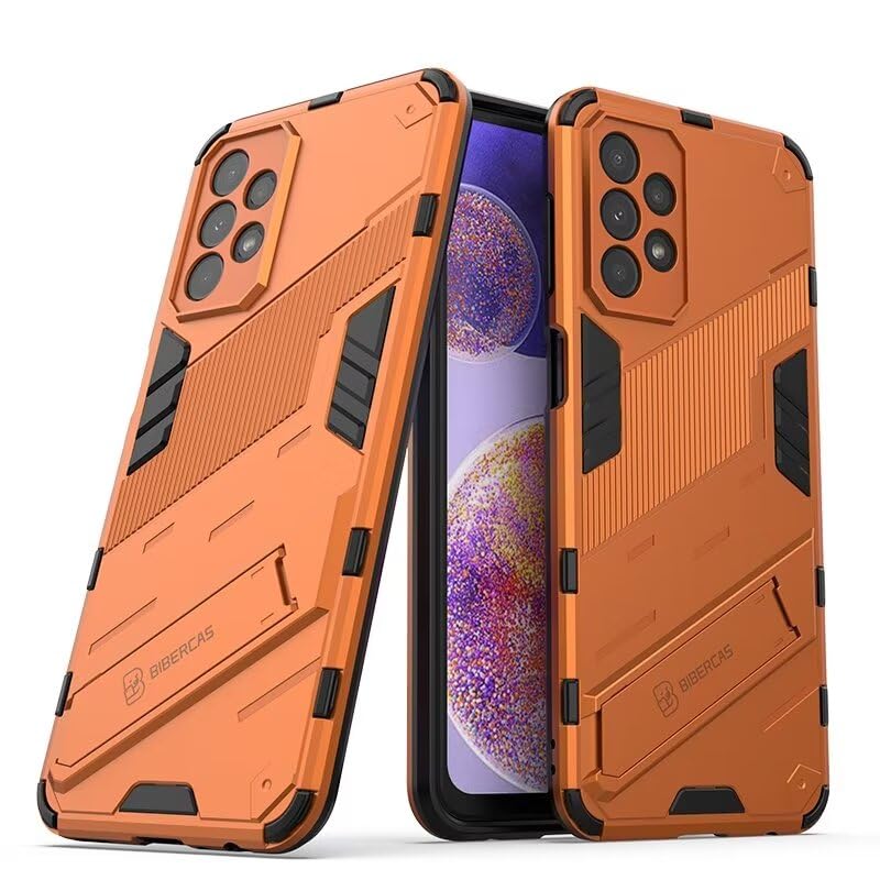 YBROY Case for Realme C67 5G, Soft TPU + Hard PC, Full Body Rugged Shockproof Case, Stand Function, Anti-Scratch Cover for Realme C67 5G.(Orange)