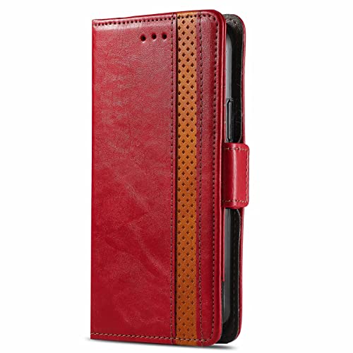 YBROY Case for Realme C67, Magnetic Flip Leather Premium Wallet Phone Case, with Card Slot and Folding Stand, Case Cover for Realme C67.(Red)