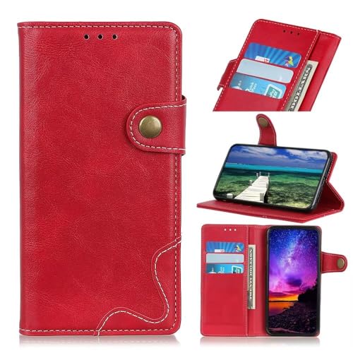 YBROY Case for Samsung Galaxy M55 5G, Magnetic Flip Leather Premium Wallet Phone Case, with Card Slot and Folding Stand, Case Cover for Samsung Galaxy M55 5G.(Red)