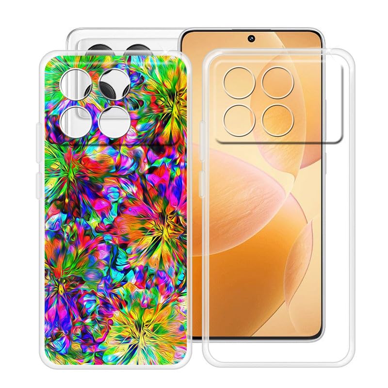 YQINHHME Phone Case for Xiaomi Redmi K70 Pro (6.67"), 2 Pack Ultra-Thin Silicone Shell, [Anti-Yellowing X Shockproof] Soft TPU Clear Cover for Xiaomi Redmi K70 Pro - Clear + Colorful