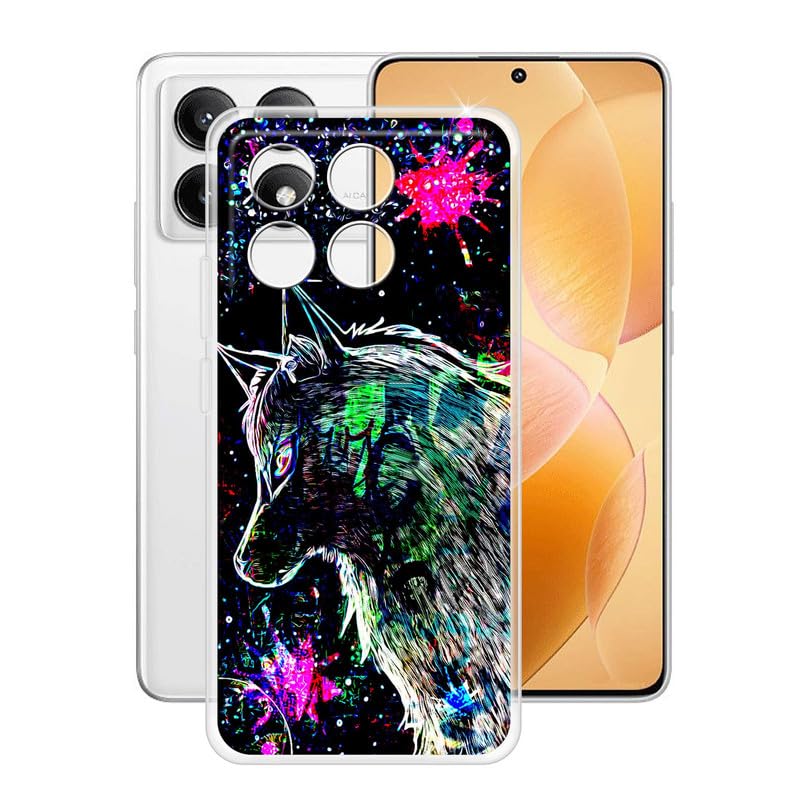 YQINHHME Phone Case for Xiaomi Redmi K70 Pro (6.67"), Clear TPU Soft Silicone Cover [Ultra-Thin X Anti Yellow] Shockproof Anti-Drop Protective Shell Cover for Xiaomi Redmi K70 Pro - Graffiti Beast