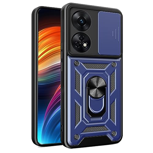 Ysnzaq Case for Oppo A98 6.72", Heavy Duty Shockproof Lens Protective Phone Cover with Magnetic Stand for Oppo A98 SJ Navy