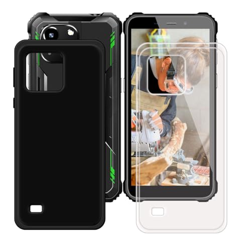 YZKJSZ 2 Pack Case for Oukitel WP32 Pro,Shock-Absorption Light but Durable Soft Gel Transparent + Black TPU Silicone Protection Case Cover for Oukitel WP32 Pro (5.93")