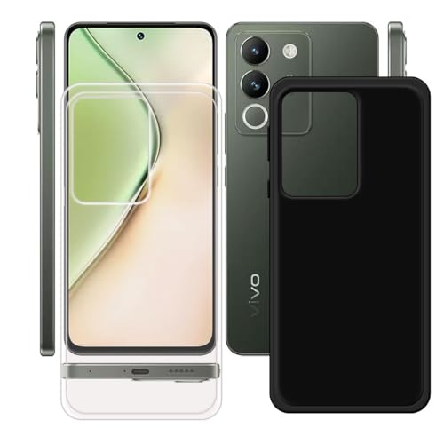 YZKJSZ 2 Pack Case for Vivo Y200,Shock-Absorption Light but Durable Soft Gel Transparent + Black TPU Silicone Protection Case Cover for Vivo Y200 (6.67")
