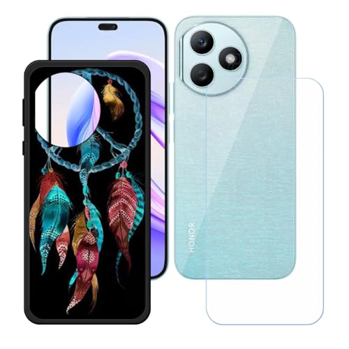 YZKJSZ Case for Honor X50i+ Cover + Screen Protector Tempered Glass Protective Film - Soft Gel Black TPU Silicone Protection Case for Honor X50i+ (6.7") - KE167