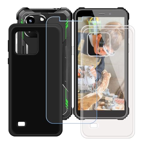 YZKJSZ Case for Oukitel WP32 Pro Cover + Screen Protector Tempered Glass Protective Film - Soft Gel Black TPU Silicone Protection Case for Oukitel WP32 Pro (5.93")