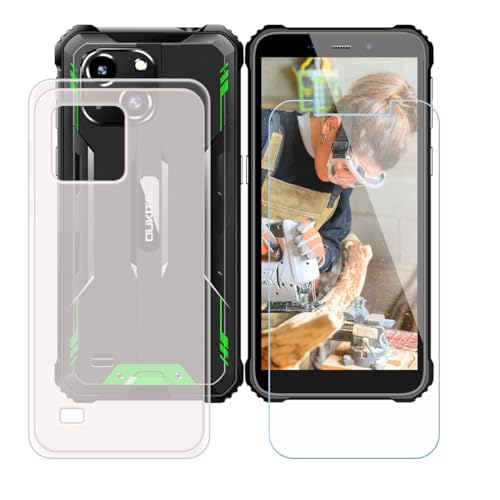 YZKJSZ Case for Oukitel WP32 Pro Cover + Screen Protector Tempered Glass Protective Film - Soft Gel Translucent TPU Silicone Protection Case for Oukitel WP32 Pro (5.93")