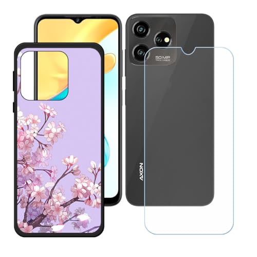 YZKJSZ Case for ZTE Blade A73 Cover + Screen Protector Tempered Glass Protective Film - Soft Gel Black TPU Silicone Protection Case for ZTE Blade A73 (6.6") - KE155