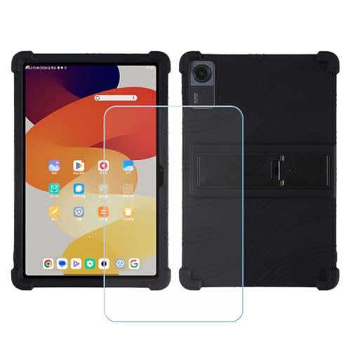 YZKJSZ Flat Case for Lenovo Xiaoxin Pad 2024 Cover + Screen Protector Tempered Glass Protective Film - Soft Gel TPU Silicone Protection Flat Case for Lenovo Xiaoxin Pad 2024 (11,0") - Black