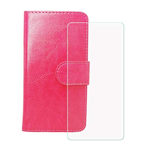 YZKJSZ Wallet Case for Vivo Y100i (6,64") + Tempered Film Glass Screen Protector Flip PU Leather Case with Credit Card Slots and Stand Protective Cover - Rose