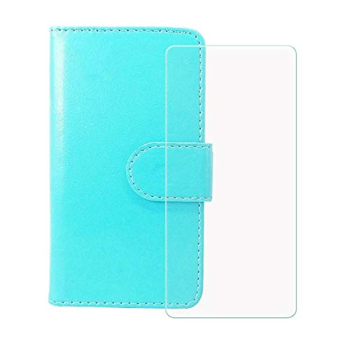 YZKJSZ Wallet Case for Vivo Y36i (6,56") + Tempered Film Glass Screen Protector Flip PU Leather Case with Credit Card Slots and Stand Protective Cover - Blue