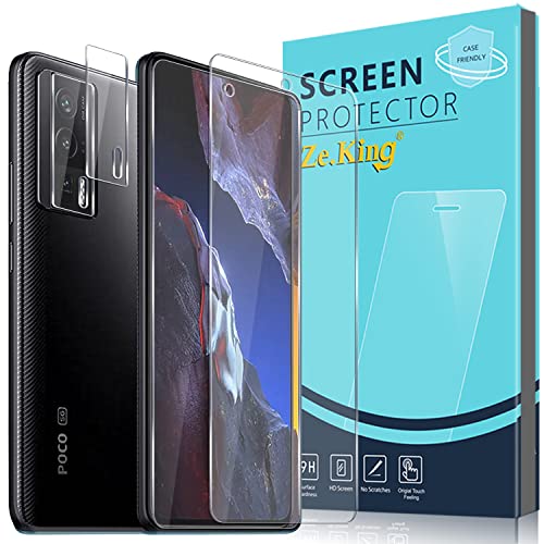 Zeking [3+3 Pack for Xiaomi Poco F5 Pro Tempered Glass and Camera Lens Protector, HD Clear 9H Hardness [Case Friendly] Film Bubble Free