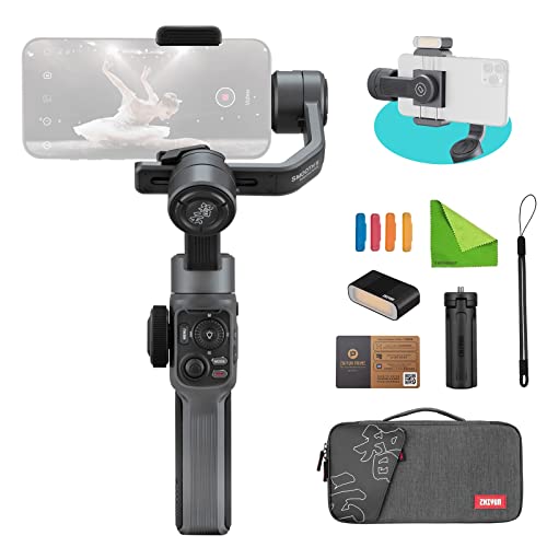 Zhiyun Smooth 5 Combo 3-Axis Focus Pull & Zoom Capability Handheld Smartphone Gimbal Stabilizer, Compatible with iPhone 14 Pro Max Plus 13 12 11 X XR XS 8 Plus Samsung Galaxy S22 S21 S20 Ultra