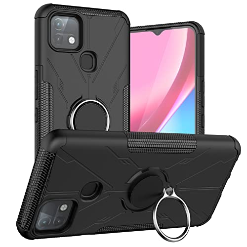 ZORSOME Dual Layer Shockproof Case for Infinix Hot 10i, 360° Rotatable Kickstand TPU + PC Protective Case for Infinix Hot 10i,Black