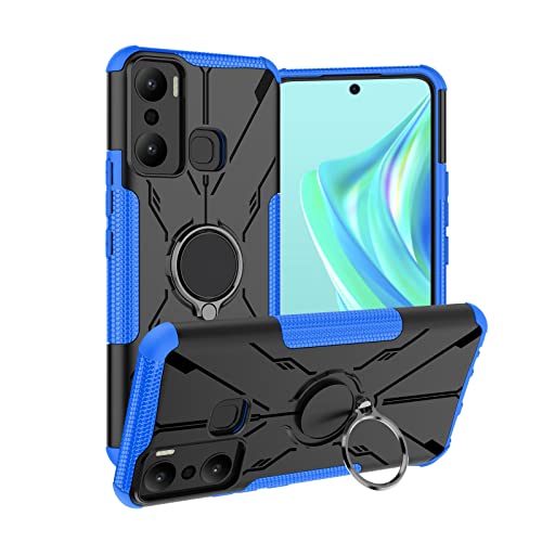 ZORSOME Dual Layer Stoßfeste Hülle für Infinix Hot 20 Play, 360° drehbarer Ständer TPU + PC Schutzhülle für Infinix Hot 20 Play, Blau