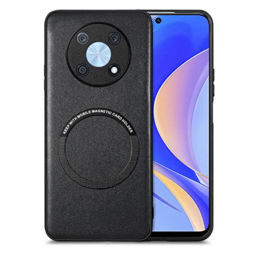ZORSOME for Huawei nova Y90 Back Protective Case, Pure Color Lightweight Magnetic PU Leather Case for Huawei nova Y90,【Support Wireless Charge and Wallet】,Black