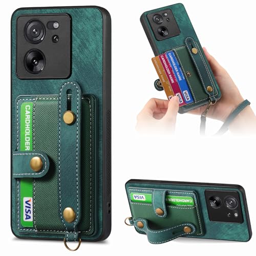 ZORSOME for Vivo S17/S17 Pro/V29 Wallet Protective Case,Back Protective Case Cover for Vivo S17/S17 Pro/V29 with Ring&Wirst Strap,【Lens Protect】,Green