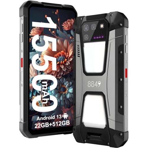 8849 Tank 2 Rugged Smartphone, 15500mAh 4G Outdoor Rugged Cell Phone Unlocked, 22GB RAM+512GB ROM, 6.79" Waterproof Android 13 Mobile Phones, 108MP Main Camera/OTG/NFC(Support T-Mobile & Verison Only)