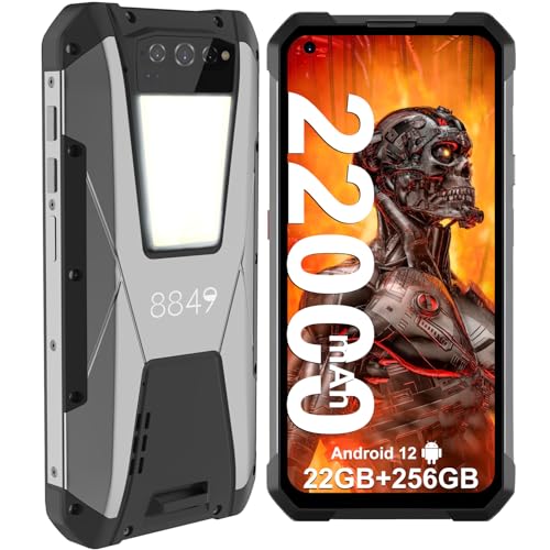8849 Tank Rugged Smartphone, 22000mAh(66W) 22GB+256GB 4G Rugged Android Phone Unlocked with 1200LM Camping Light, IP68 Waterproof 6.81" Android 12 Rugged Cell Phone,108MP Camera,Single Speaker/NFC/OTG