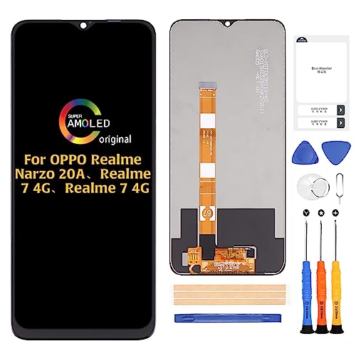 A-MIND for Oppo Realme Narzo 20A/Realme 7 4G Screen Replacement Touch Digitizer RMX2050 RMX2151 RMX2163 LCD Display Full Assembly Repair Kits,with Tools