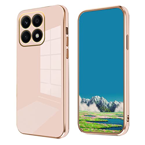 Anlalish Compatible with Honor X8B Case Silicone Honor X8B Phone Case 0.3mm Funda Cute Slim Plating Camera Protection Accessories Cover Shockproof Bumper (Pink)