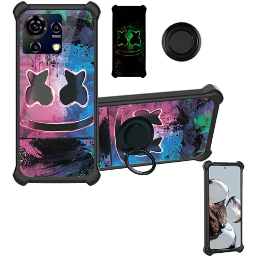 Aroepurt for ZTE Blade V50 Vita 4G Case Compatible with ZTE Blade V50 Vita Phone Case Cover [Hard PC + Soft Silicone][Ring Support] [Luminous Effect] YGH-BQ