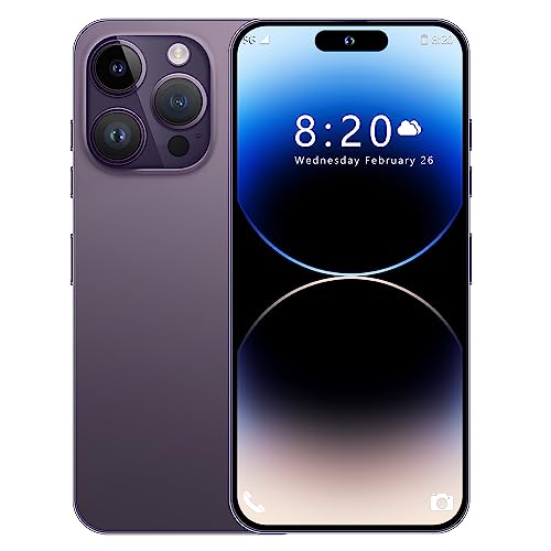 BDWJW A14 Pro Max 5G Unlocked Smartphone,6GB+256GB, for Android 13, 6.8" FHD Unlocked Cell Phone, 6800mAh, Battery Fast Charging,48MP+108MP Dual Camera/Dual SIM/Face ID 5G Phone (Purple)