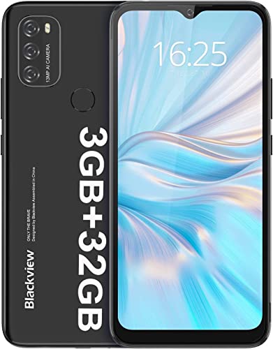 Blackview Unlocked Phones A70 3GB+32GB/SD 128GB Android Cell Phone,5380mAh Massive Battery,Octa Core Smartphone Unlocked,4G Dual SIM Face Unlock&Fingerprint Mobile Phone 6.5" FHD+Large Screen