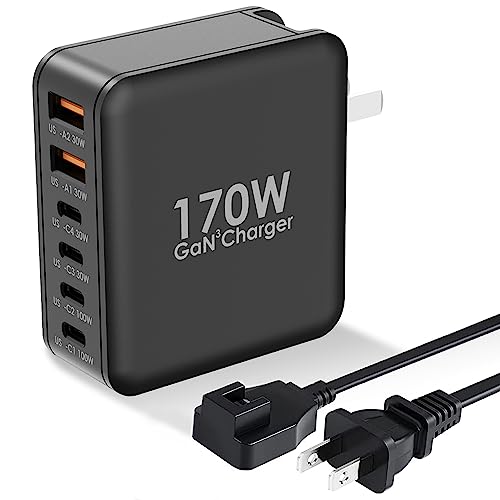 CHIPOFY 170W USB C Charger, GaN Charger Station PD 3.0Type C 100W Super Fast Charging 60W Portable Travel USB C Power Adapter for MacBook Pro,Dell,HP,Lenovo,Surface Series,iPhone,iPad,Galaxy etc