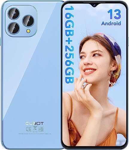 CUBOT P80 Unlocked Cell Phone,16GB RAM+256GB ROM,MT8788 Octa-core Android 13 Mobile Phone,6.58" FHD+ Display,5200mAh 2-Day Battery,48MP+24MP Camera,4G Dual Sim Smartphone with Headphone,NFC (Blue)
