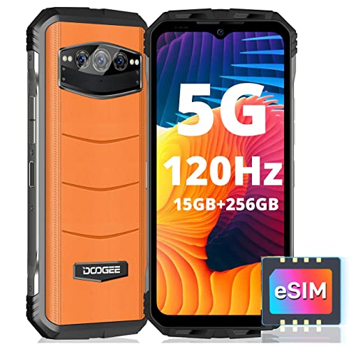 DOOGEE V30 Rugged Smartphone 2023, eSIM Dual 5G 15GB+256GB Rugged Phone Unlocked, 6.6" FHD+ /120Hz Rugged Cell Phone, Dual Hi-Res Speakers, Android 12, 108MP Triple Camera, Night Vision, NFC, OTG