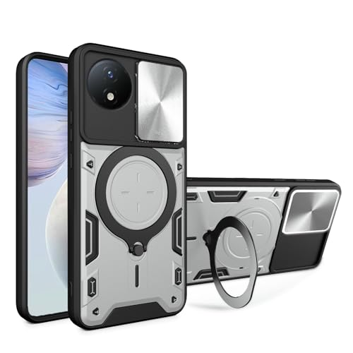 Elubugod Compatible with Itel S23 Case,with Slide Camera Lens Cover Compatible with Itel S23 S665L Case Silver