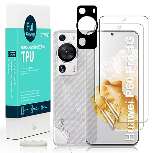 Ibywind Screen Protector for Huawei P60 Pro 4G（6.67" 2 Pack+1 Pack Camera Len Protector+1 Back Film,Flexible TPU Film,HD Clear,Case Friendly,Bubble Free,Easy Install,Fingerprint Compatible