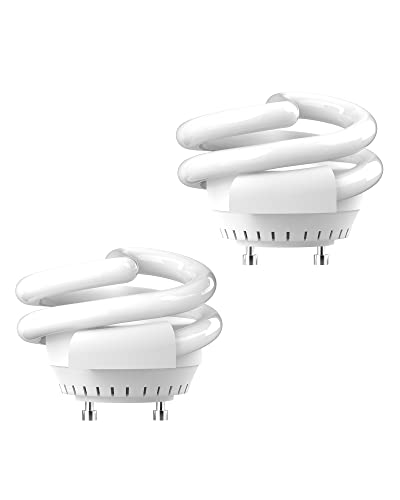 JACKYLED UL-Listed 13W T3 Spiral GU24 CFL Light Bulbs, 2700K Soft White 2 Prong Twist Lock Base Light Bulb, 1000 Lumen Compact Fluorescent Bulbs (2 Pack)