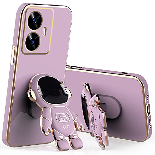 Jancyu for Realme C55 Case Silicone with Cute Astronaut Kickstand, Shockproof Realme C55 Phone Case Cute Loopy Cover for Women with Design (Purple)