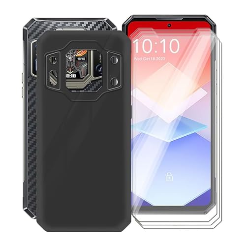 KJYFOANI for Oukitel WP30 Pro Case, with [ 3 x Screen Protector Tempered Glass Film], Black Soft Silicone Cover Shockproof Bumper Protection Case for Oukitel WP30 Pro (6.78") - Black