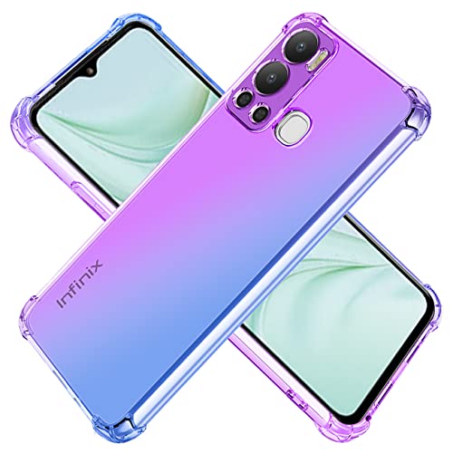 KOARWVC Case for Infinix Hot 12 Case, X6817B Case, Crystal Clear Case Gradient Slim Anti Scratch TPU Shockproof Protective Phone Cases Cover for Infinix hot 12 (Purple/Blue)