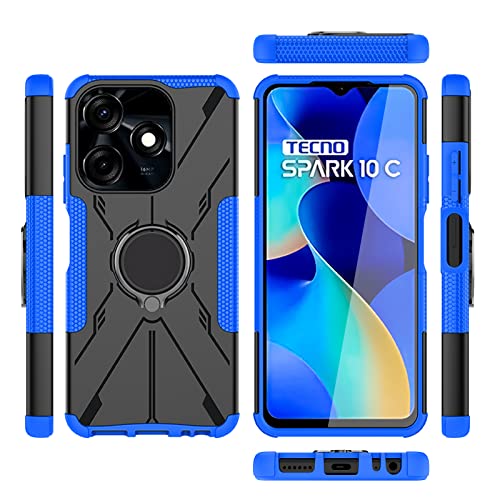 Kukoufey Case for Tecno Spark 10C Case Cover,360°Rotatable Kickstand Dual Layer Shockproof Case for Tecno Spark Go 2023 Case Blue