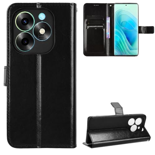 Kukoufey Compatible with itel S23+ Leather Case,Flip Leather Wallet Cover Compatible with itel S23 Plus S681LN Case Black