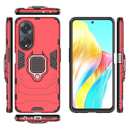 Kukoufey Compatible with Oppo A98 5G Case Cover,Bracket Shell Compatible with Oppo A98 5G CPH2529 Case Red