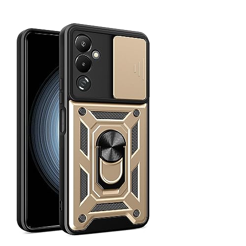 Kukoufey Compatible with Tecno Pova 4 Pro Bracket Shell,with Slide Camera Lens Cover Compatible with Tecno Pova 4 Pro LG8n Case Gold