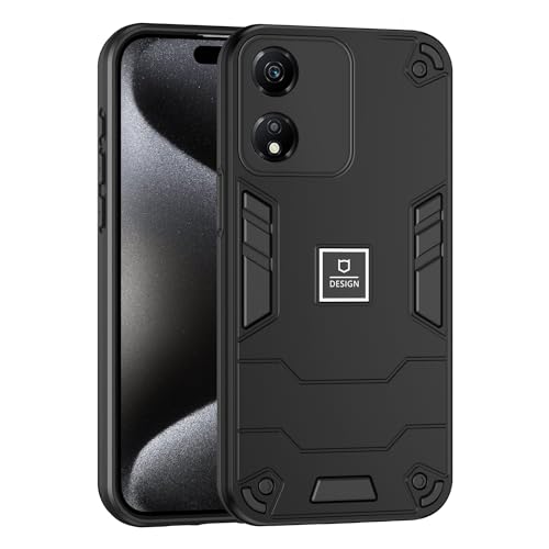 Kukoufey Phone Case Compatible with Honor X5 Plus,Compatible with Honor X5 Plus WOD-LX1 WOD-LX2 WOD-LX3 Case Dual-Layer Drop-Proof TPU+PC 2-in-1 Protective Case Black