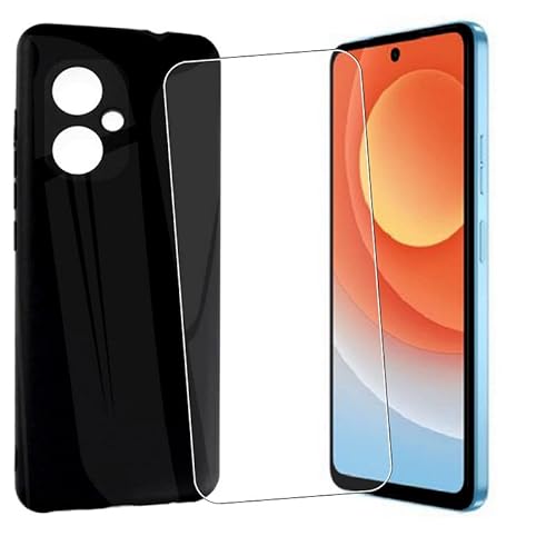 MAOUICI Compatible with Cover Cases for Tecno Camon 20 Pro 5G Phone Case(6.67 inches),Black Soft TPU Protection Cover Case with 1 Tempered Glass Screen Protector