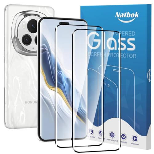 Natbok 2 Pack 3D Compatible with Honor Magic 6 Pro Screen Protector,3D Full Coverage 9H Tempered Glass Film,HD Clear Scratch Resistant,Bubble-Free for Honor Magic 6 Pro Screen Protector