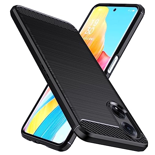 Natbok Compatible with Oppo A98 5G/A1 5G Case,Flexible TPU [Brushed Texture] [Anti-Slip] Shockproof Military Protection Bumper Phone Case,Slim Case Cover for Oppo A98 5G,Black