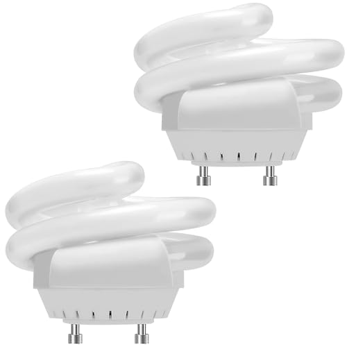 OHLECTRIC Mini bombillas fluorescentes compactas T3 en espiral - Base GU24 de giro y bloqueo - 120 V - 13 W - 800 L - Bombillas fluorescentes de 2 pines - 2700 K - Paquete de 2; OL-22023
