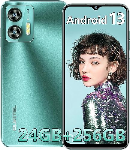 OUKITEL C35 Cellphone Unlocked,12GB RAM+256GB ROM,6.56" HD Screen Smartphone with 5150mAh Battery,50MP+8MP Camera,4G Dual SIM Android 13 Phone (Green)